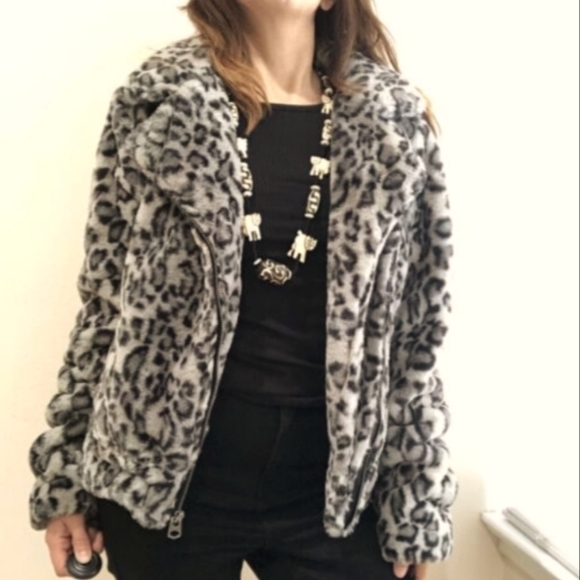 LS LeopardPrint Faux-FurCoat Black - Picture 6 of 16